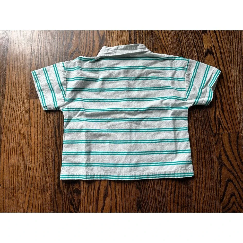 Kids Striped Two-Piece Matching Set in Light Gray and Teal